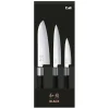 Coffret 3 Couteaux Japonais Universel 10 Cm Universel 15 Cm Et Santoku 16,5 Cm Wasabi Black Kai 7