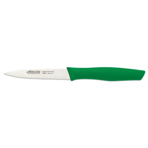 Couteau D’Office Cranté Inox 10 Cm Vert Arcos NOVA 1