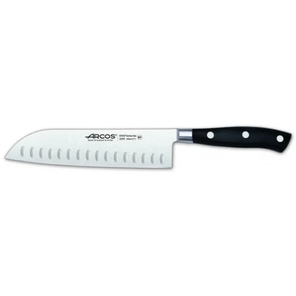 Couteau Santoku Alvéolé En Inox 18 Cm Arcos RIVIERA Noir 1